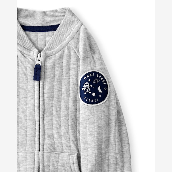 Macacão bebê texturizado bolso canguru - cinza | Carter's