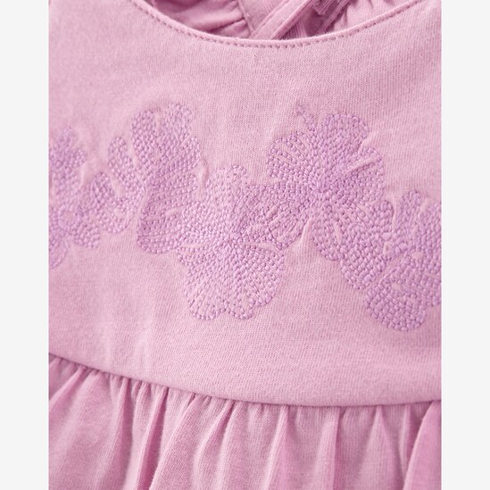 Vestido bebê evasê bordado floral com calcinha - rosa | Carter's