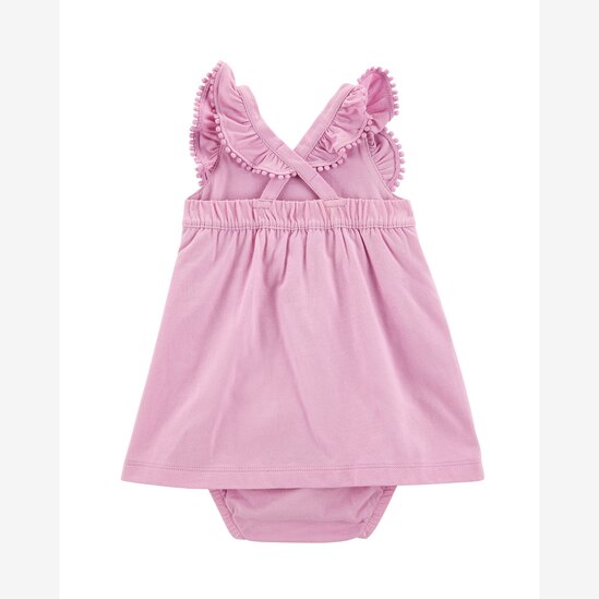 Vestido bebê evasê bordado floral com calcinha - rosa | Carter's