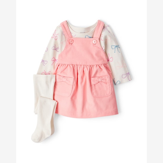 Salopete bebê veludo com blusa e meia calça - multicor | Carter's