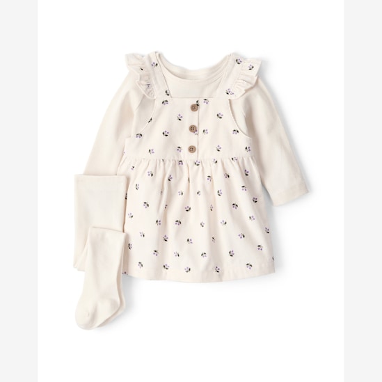 Salopete bebê veludo com blusa e meia calça - multicor | Carter's