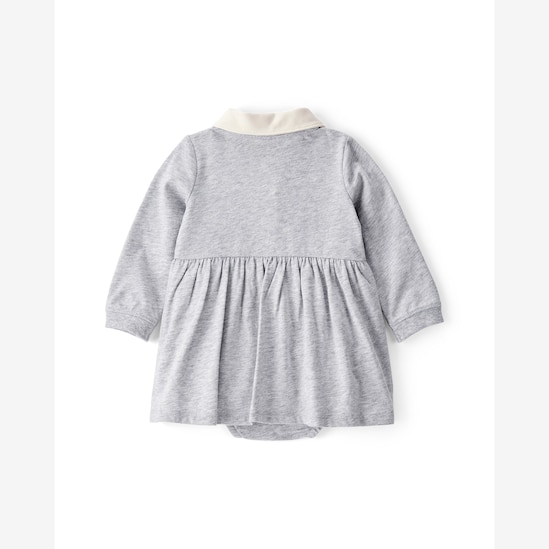 Vestido polo bebê evasê mescla com calcinha - cinza | Carter's