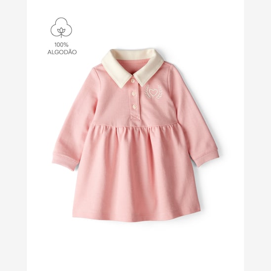 Vestido polo bebê evasê com calcinha - rosa | Carter's