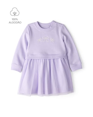 Vestido bebê evasê em tule com calcinha - lilás | Carter's