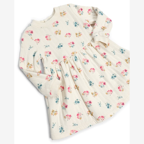 Vestido bebê evasê floral com calcinha - bege | Carter's