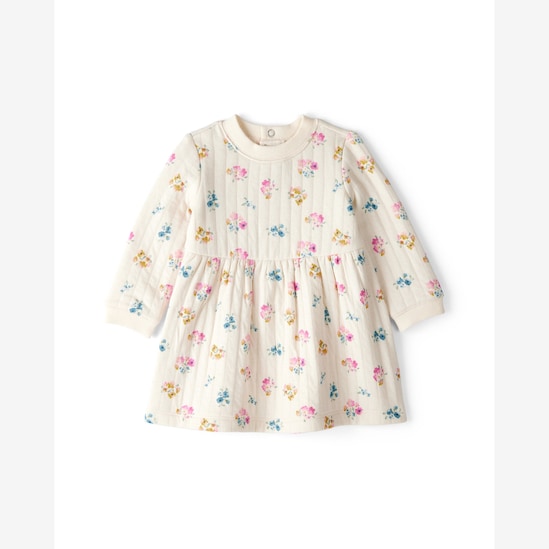 Vestido bebê evasê floral com calcinha - bege | Carter's