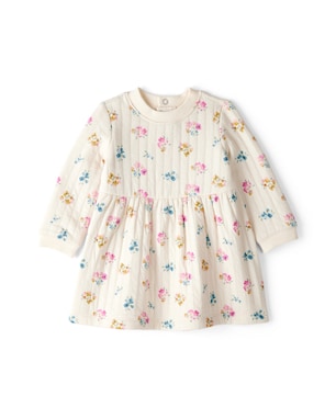 Vestido bebê evasê floral com calcinha - bege | Carter's