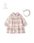 Vestido bebê xadrez com calcinha e faixa de cabelo - bege | Carter's
