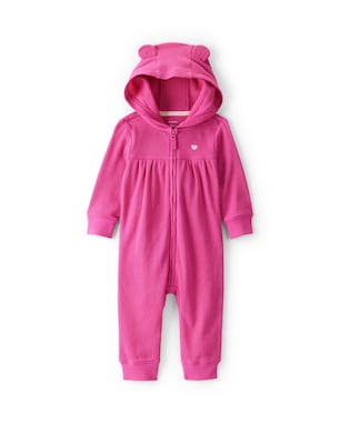 Macacão bebê com capuz interativo texturizado - rosa | Carter's