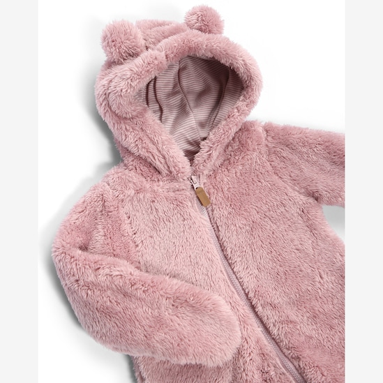 Macacão bebê com capuz interativo peluciado - rosa | Carter's