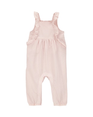 Macacão bebê listrado com babados - rosa | Carter's