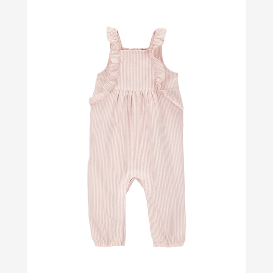 Macacão bebê listrado com babados - rosa | Carter's