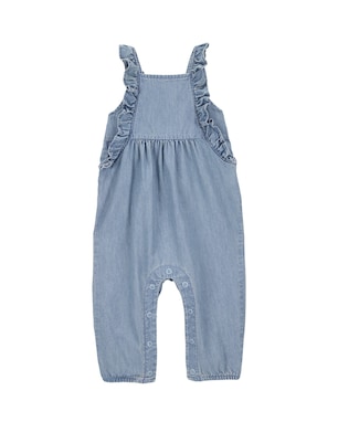 Macacão jeans bebê com babados - denim médio | Carter's