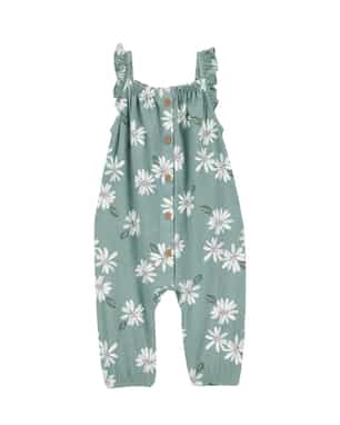 Macacão bebê floral com babados - verde | Carter's