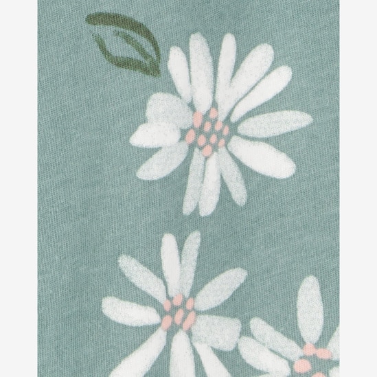 Macacão bebê floral com babados - verde | Carter's