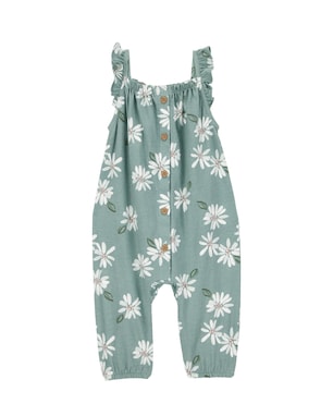 Macacão bebê floral com babados - verde | Carter's