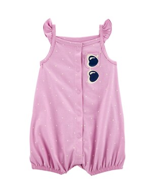 Macaquinho bebê poá com bolso óculos - rosa | Carter's