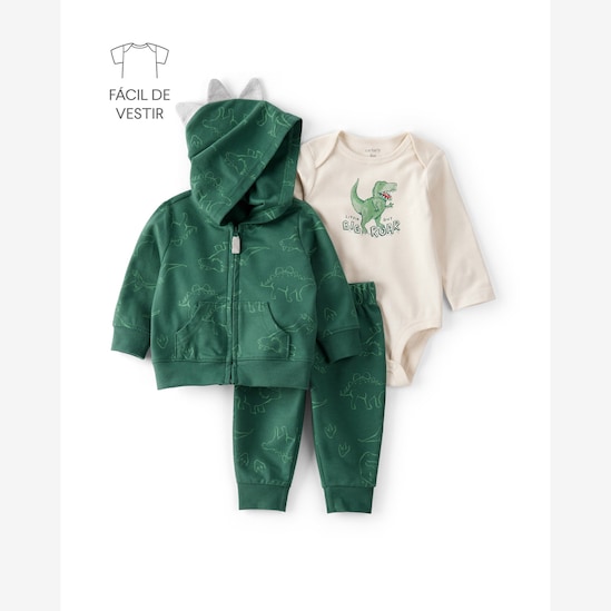 Conjunto longo bebê 3 peças dinossauro interativo - multicor | Carter's