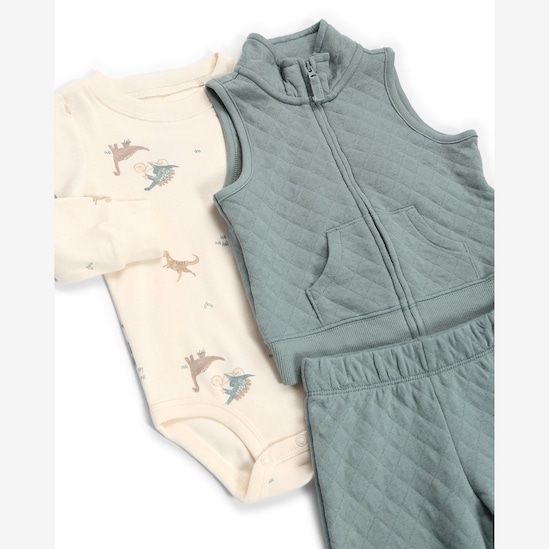 Conjunto longo bebê 3 peças matelassê dinossauro - multicor | Carter's