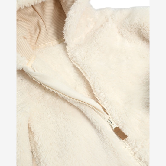 Macacão bebê peluciado com pezinho e capuz - bege | Carter's