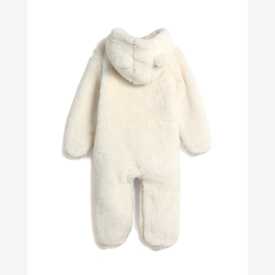 Macacão bebê peluciado com pezinho e capuz - bege | Carter's