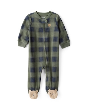 Macacão bebê fleece ursinho com pezinho - verde | Carter's