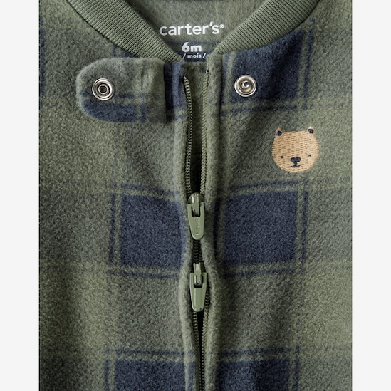 Macacão bebê fleece ursinho com pezinho - verde | Carter's