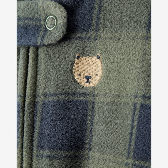 Macacão bebê fleece ursinho com pezinho - verde | Carter's