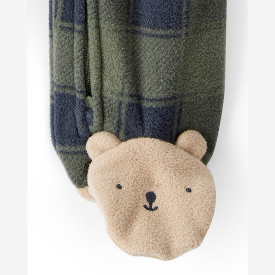 Macacão bebê fleece ursinho com pezinho - verde | Carter's