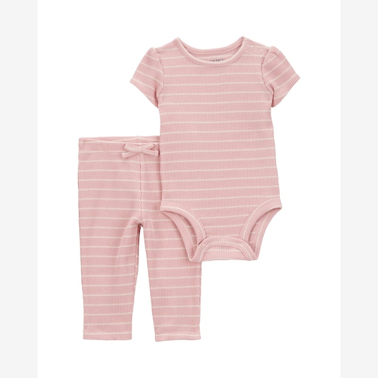 Conjunto longo bebê 2 peças listrado - rosa | Carter's