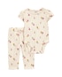 Conjunto longo bebê 2 peças florzinhas - bege | Carter's