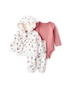 Conjunto longo bebê 3 peças fleece capuz e florzinhas - multicor | Carter's