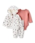 Conjunto longo bebê 3 peças fleece capuz e florzinhas - multicor | Carter's