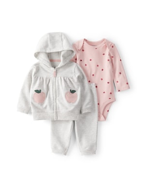 Conjunto longo bebê 3 peças capuz e maçãs - multicor | Carter's
