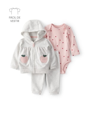 Conjunto longo bebê 3 peças capuz e maçãs - multicor | Carter's