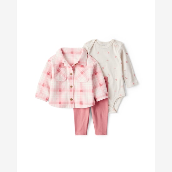 Conjunto longo bebê 3 peças xadrez e bota - multicor | Carter's