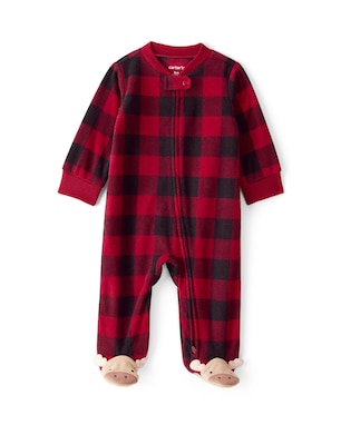 Macacão bebê fleece xadrez com pezinho - multicor | Carter's