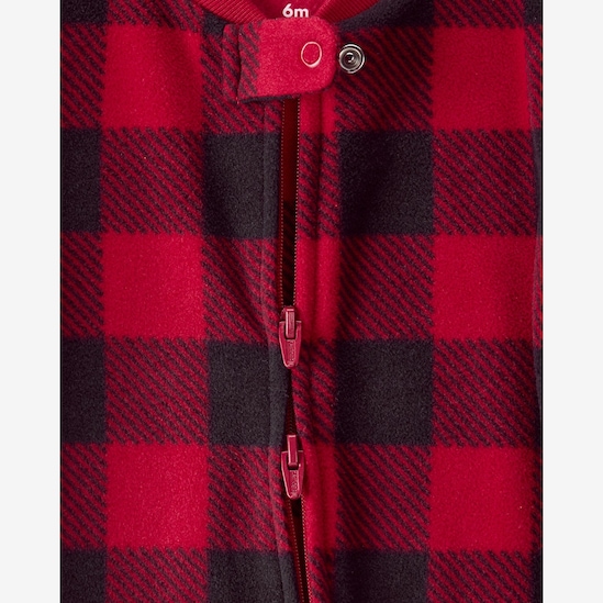 Macacão bebê fleece xadrez com pezinho - multicor | Carter's