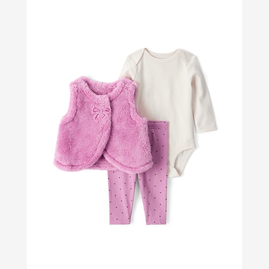 Conjunto longo bebê 3 peças sherpa e poá - multicor | Carter's