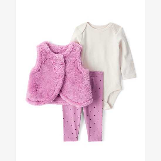 Conjunto longo bebê 3 peças sherpa e poá - multicor | Carter's