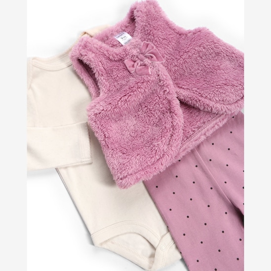 Conjunto longo bebê 3 peças sherpa e poá - multicor | Carter's