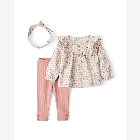 Conjunto longo bebê 2 peças + faixa de cabelo floral - multicor | Carter's
