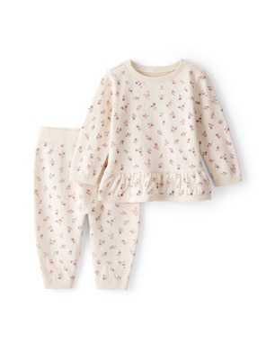 Conjunto longo bebê 2 peças florzinhas - bege | Carter's