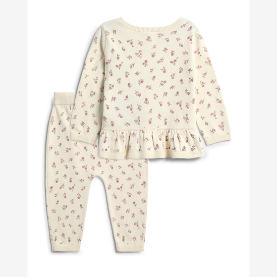 Conjunto longo bebê 2 peças florzinhas - bege | Carter's