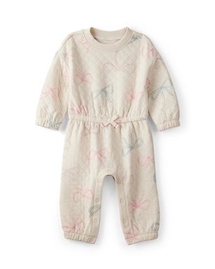 Macacão bebê matelassê laços - bege | Carter's