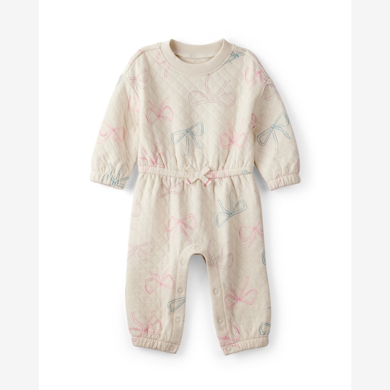 Macacão bebê matelassê laços - bege | Carter's
