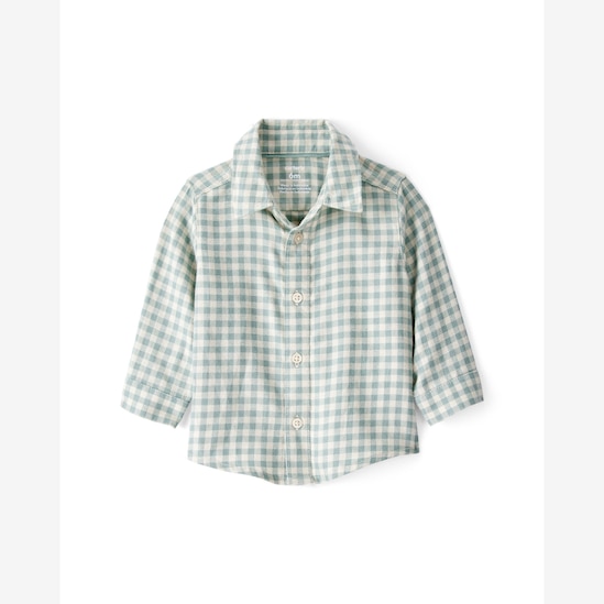 Jardineira jeans bebê com bolsos e camisa xadrez - multicor | Carter's