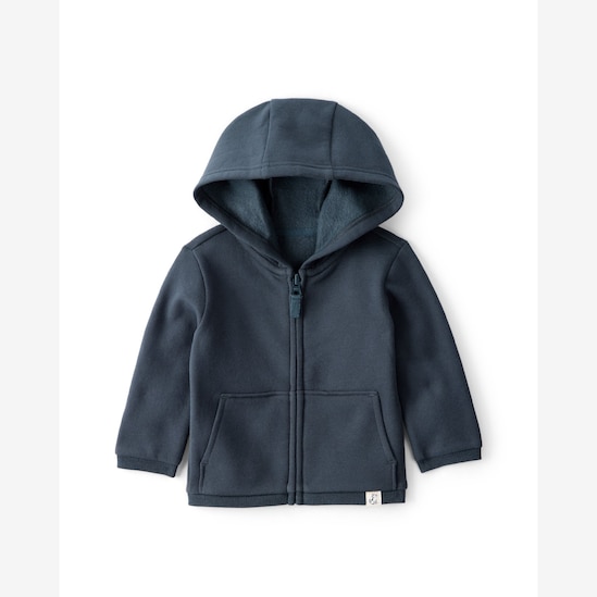 Blusa de moletom bebê com capuz e felpa - azul | Carter's