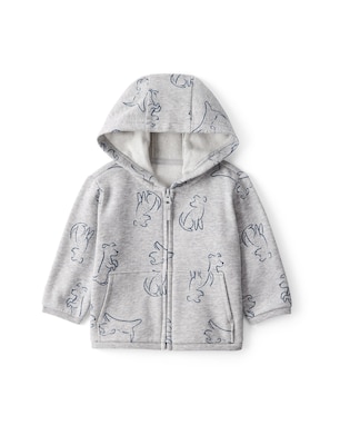 Blusa de moletom bebê com capuz cachorrinhos - cinza | Carter's