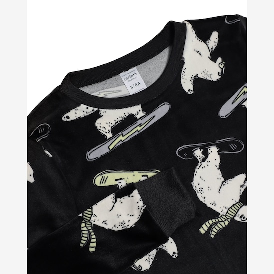 Pijama longo infantil 2 peças plush ursinhos - preto | Carter's